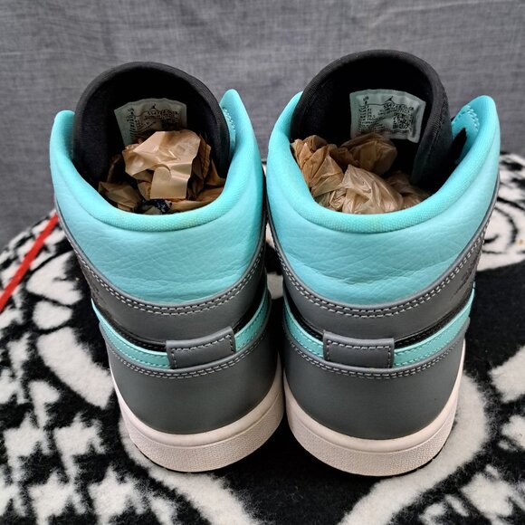 %Size 8- Nike Air Jordan 1 Mid Grey Aqua Men AJ19 main image 11